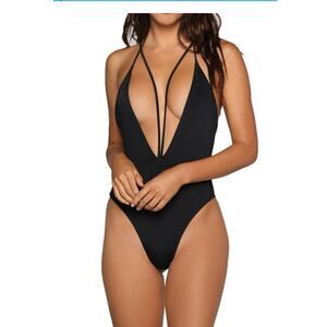 Women's AlotPower Black One Piece Bathing Suit L
